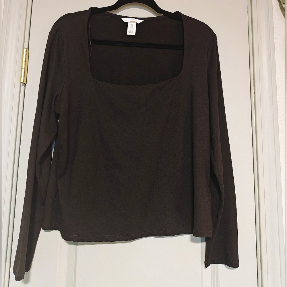 H&M Dark Brown Long Sleeve Top